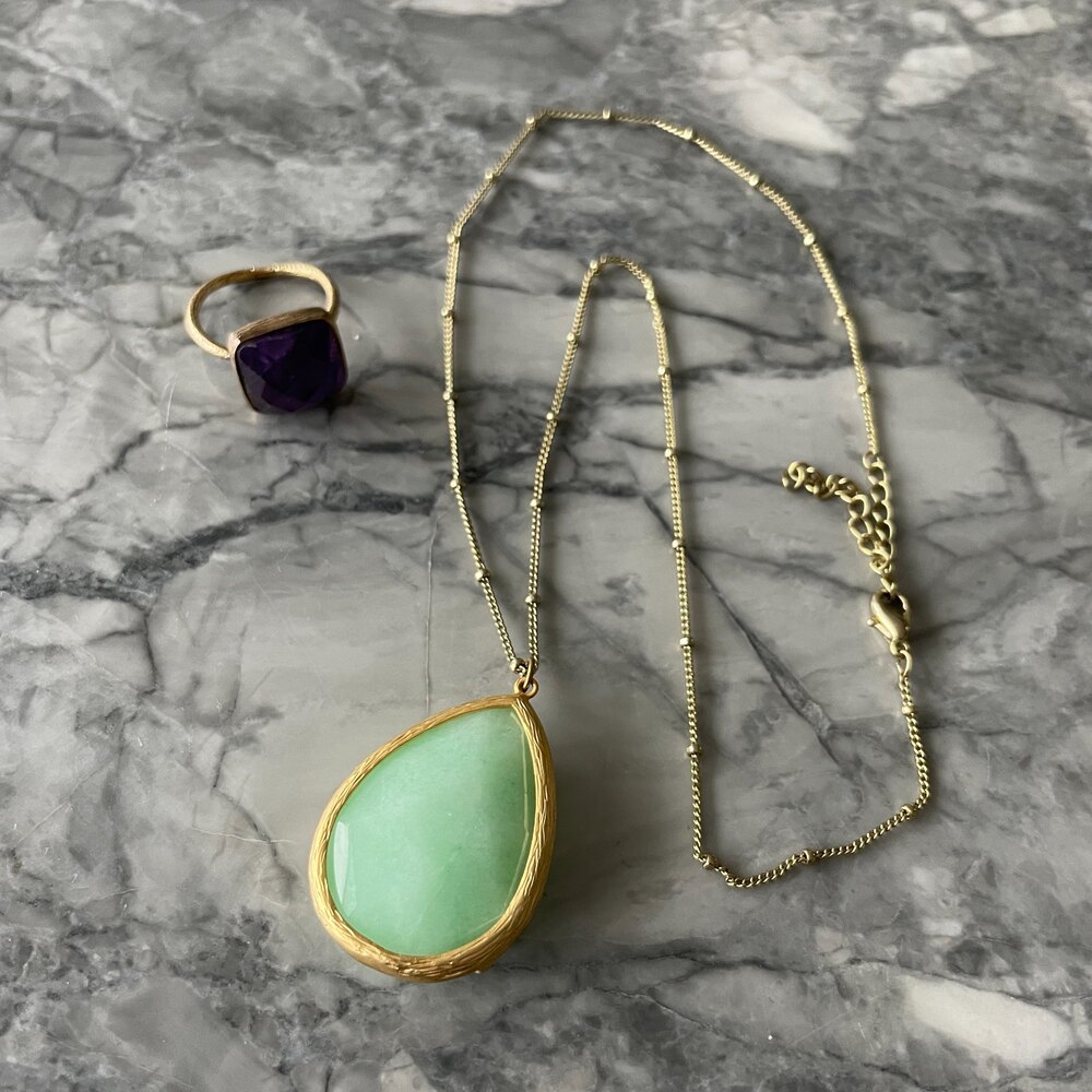 Ring and Necklace Colorful Stone Jewelry Bundle